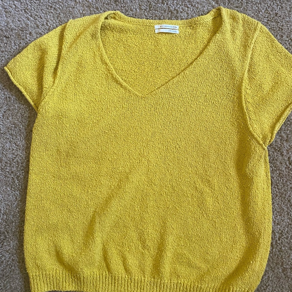 anthropologie yellow sweater blouse